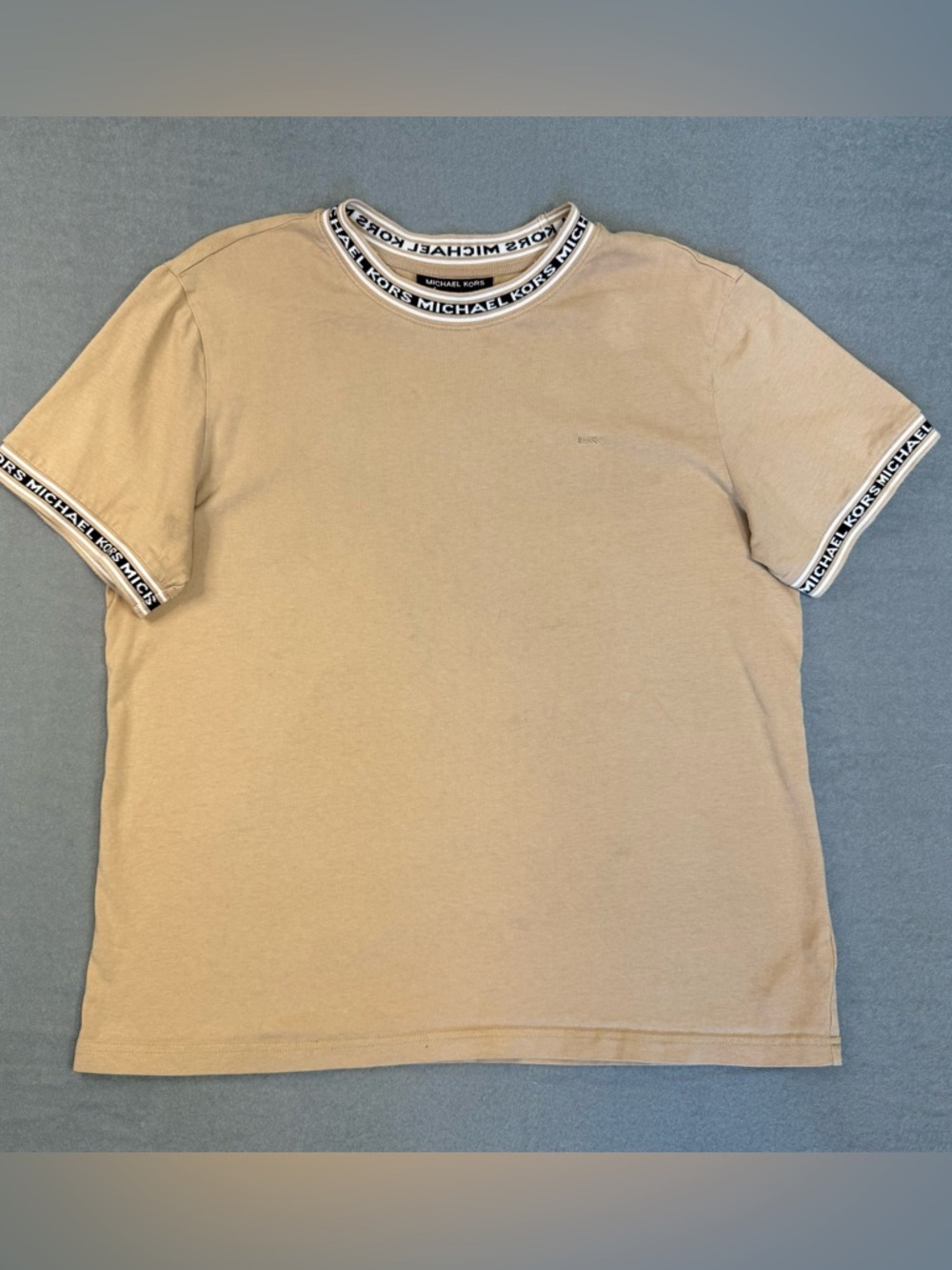 Michael Kors Tan Logo-Trim Short Sleeve Tee